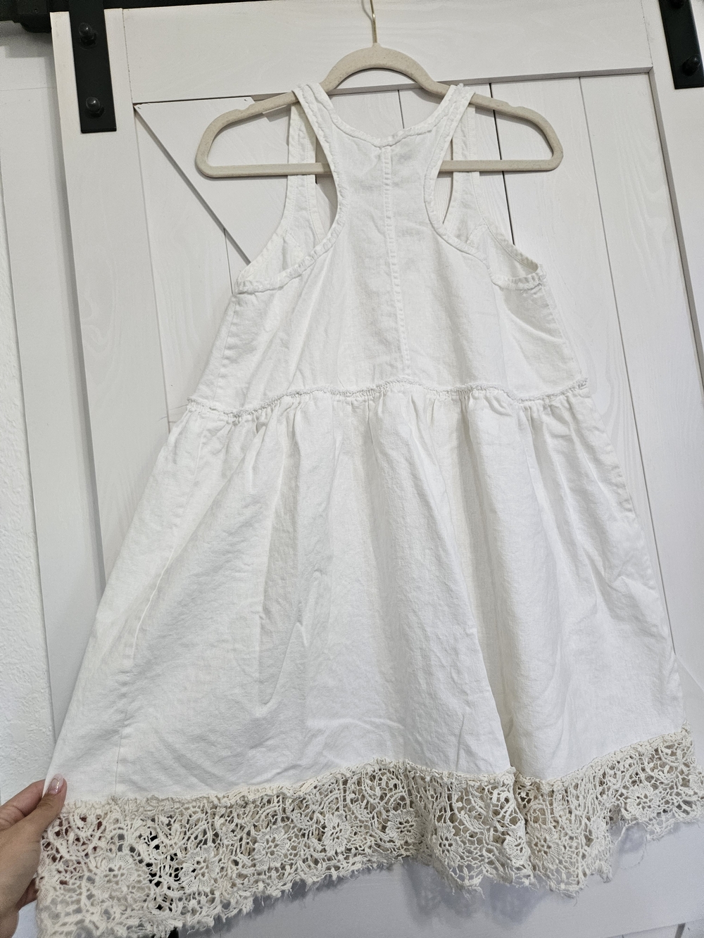 Free People White Crochet-Hem Racerback Dress
